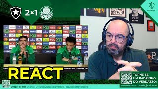 REACT  Coletiva Abel Ferreira  Botafogo 2x1 Palmeiras [upl. by Atika832]