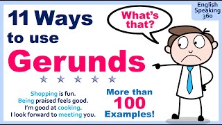 GERUNDS 11 Different uses of the Gerund in English EASY GUIDE to improve your GRAMMAR [upl. by Dazhehs20]