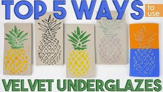 Top 5 Ways To Use Velvet Underglaze  Underglaze How To [upl. by Arikahs]