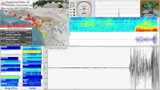 M 41  24 km SW of Lamont CA 62424  RaspberryShake 4D Seismograph RD29A  Chino Hills CA [upl. by Grover658]