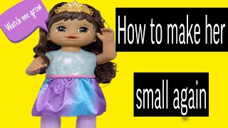 How to make Baby Alive Princess Ellie grows up doll Small again watch doll grow up [upl. by Llenaej]