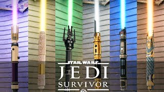 Star Wars Jedi Survivor  All Lightsaber Customization Showcase PS5 60FPS [upl. by Rad492]