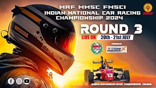 MRF MMSC fmsci Indian National Car Racing Championship 2024 Day 1 Round 3 [upl. by Gawen]