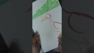 How to draw flamingo with fish oil pastel colouryputubeshorts art [upl. by Salome]