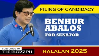 FILING OF CANDIDACY FOR HALALAN 2025  BENHUR ABALOS [upl. by Igor]