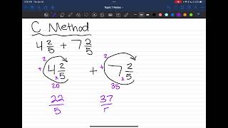 C Method Converting Mixed Numbers to Improper Fractions [upl. by Rettke622]