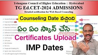 TS EDCET 2024 Web Counseling Online Registration  Upload Imp Certificates for Verification TG EDCET [upl. by Tiffanie]