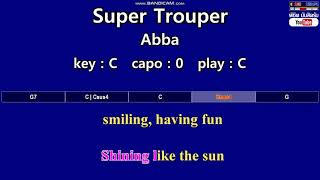 Super Trouper  Abba  Karaoke amp Easy Guitar Chords  Key  C [upl. by Mick813]