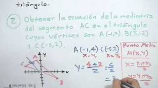 Ecuación de la mediatriz en un triángulo  geometría analítica PARTE 2 [upl. by Arvid]