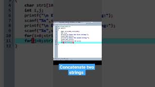 C program to concatenate two strings without using library functioncoding [upl. by Dyrraj]