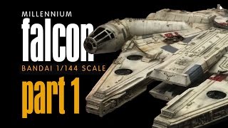 PART 1  MILLENNIUM FALCON Bandai 1144 Scale Build [upl. by Nelag]