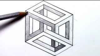 Howtodraw an Optical Illusion  Escher Cube [upl. by Oleg]