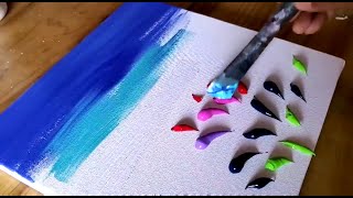 Easy Acrylic Painting Technique  Blooming Horizon  Field Of Colorful Flowers  Abstract Painting [upl. by Iborian]