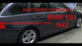 Injectoren vervangen BMW E91 N43  Replace and code fuel injector BMW N43 engine [upl. by Holbrooke]