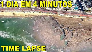 Time lapse  Obra de Alargamento da praia de Balneário Camboriú  1 dia em 4 minutos [upl. by Gnolb]