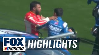 Kyle Larson and Bubba Wallace FIGHT after wreck at Las Vegas  NASCAR ON FOX HIGHLIGHTS [upl. by Leihcar]