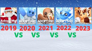 WinterChristmas Event Comparison 2019 vs 2020 vs 2021 vs 2022 vs 2023  Roblox Adopt Me [upl. by Arocat]