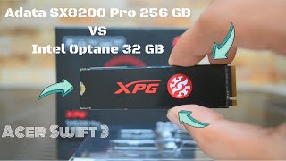 Adata SX8200 Pro Review  SSD M2 Nvme VS Intel Optane 32GB Acer Swift 3 [upl. by Ttennaj]