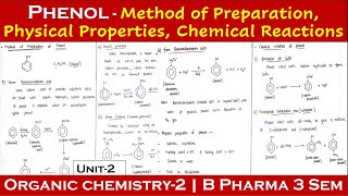 Method of preparation of phenol  Chemical reaction of phenol  Physical properties of phenol POC2 [upl. by Scholem]