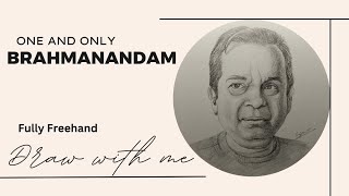 Freehand drawing of great actor Brahmanandam portrait drawing tutorial [upl. by Ina]