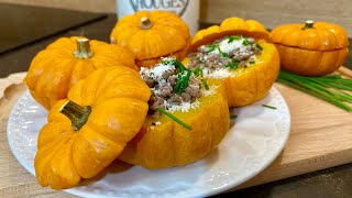 🧡 RECETTE de courge farcie EXPRESS ‼️ Peu dingrédients idées repas facile de fêtes de fin dannée [upl. by Merrily]