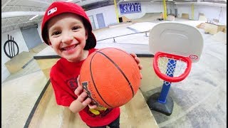 Father amp Son ULTIMATE BASKETBALL TRICK SHOTS AT THE SKATEPARK [upl. by Mook502]