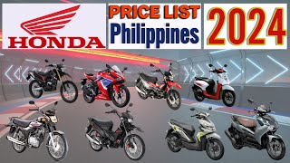 Honda Motorcycles Price List in Philippines 2024 [upl. by Tamanaha]