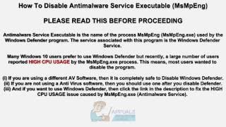 FIX Disable Antimalware Service Executable High CPU Usage [upl. by Lebazi]