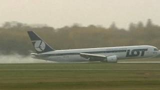 INCREDIBLE ESCAPE Boeing 767 plane crash lands in Warsaw [upl. by Alistair]