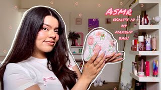 ASMR ♡ What’s in my makeup bag♡mini makeup rummaging tapping🌷💕 [upl. by Sordnaxela]