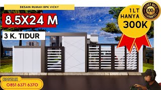 Desain Rumah Minimalis 55x12 M 1 lantai  Bpk Vicky  Jasa Desain Rumah [upl. by Sudoeht]