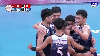 AdU holds block party in set 1 vs UE  UAAP Season 86 Mens Volleyball [upl. by Jolee]