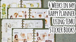 Flip Through my Weekly Spreads for August in my Happy Planner 4 Weeks Using TEMU Sticker Books [upl. by Nila]