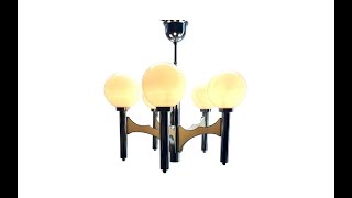 Scolari Five Arms Chrome and Fife Withe Opaline Glass Globes Chandelier [upl. by Kerin]