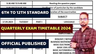 6th12th Quarterly Exam 2024 Timetable  10th 11th 12th Quarterly exam 2024 timetable [upl. by Tamberg249]