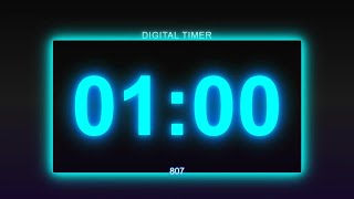 1 Minute Neon Digital Timer  Quick Countdown for Focus Study and Productivity [upl. by Ariom]