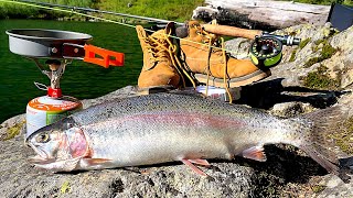 MONSTER Trout Catch amp Cook 48h SURVIVAL in the Mountains AquaView Fishing [upl. by Meela]