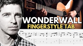 Wonderwall Fingerstyle Tab  Oasis  TAB Chords Lyrics [upl. by Geordie919]