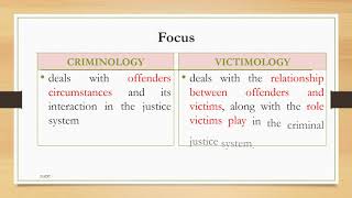 THE DIFFERENCE BETWEEN CRIMINOLOGY AND VICTIMOLOGY [upl. by Ok]