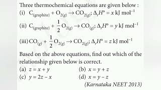 Three thermochemical equations are given below [upl. by Radloff43]