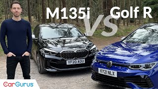 VW Golf R vs BMW M135i Who builds the greatest hot hatch [upl. by Havens338]