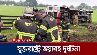 ফ্লোরিডায় বাসট্রাক মুখোমুখি সংঘর্ষ নি হ ত ৮  Florida Accident  Jamuna TV [upl. by Ettenajna]