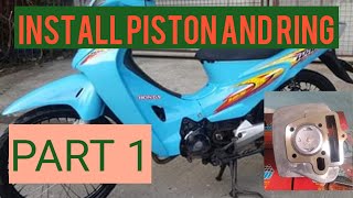 PART 1 HONDA WAVE 125 CHANGE BLOCK PISTON AND RING Part 1 [upl. by Cardew]