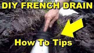 DIY French Drain Costs How to Tips Complete Install Trench Pipe Connection backfill [upl. by Declan]