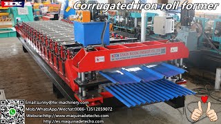 Corrugated iron roll former r panel forming machine [upl. by Lias]