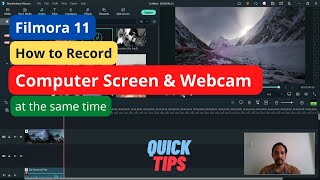 How to record computer screen and camera same time in Filmora 11  Screen and Webcam recording [upl. by Kingdon]