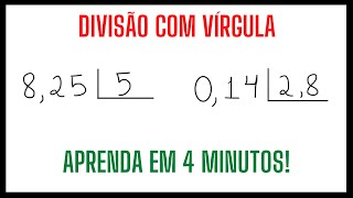 DIVISÃO DE NÚMEROS DECIMAIS  DIVISÃO COM VÍRGULA  APRENDA EM 4 MINUTOS [upl. by Airun]