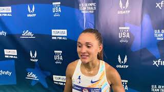 Sinclaire Johnson Emotional After 4th Place Finish In US Olympic Trials 1500m [upl. by Alleyn779]