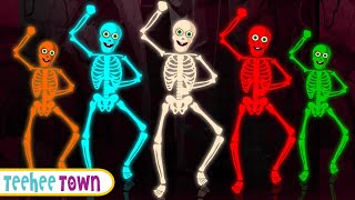 Haunted Five Skeletons Halloween Song  Spooky Scary Skeletons Songs By Teehee Town [upl. by Davide791]