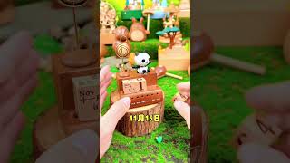 Wooden music box with panda calendar gift musicbox calendar craft handmade fyp [upl. by Marienthal]